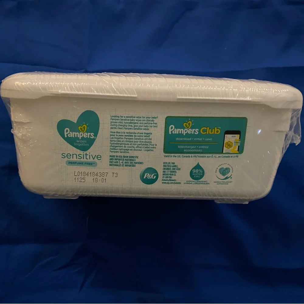 Pampers baby Sensitive wipes- 64 count Pop up Container new SEALED box READ